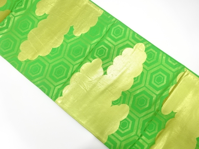 JAPANESE KIMONO / ANTIQUE FUKURO OBI / SILK / WOVEN KIKKO & CLOUD